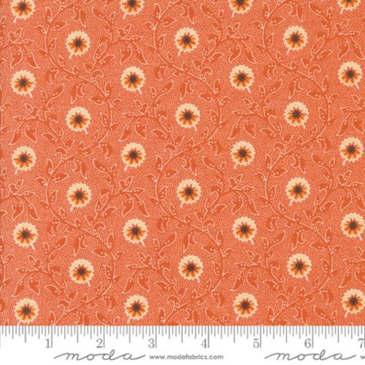 Fabric Moda Orange Trumpet Vine Flowering Blooms Pumpkin Spice Gatherings by the Quarter Yard 49290-15